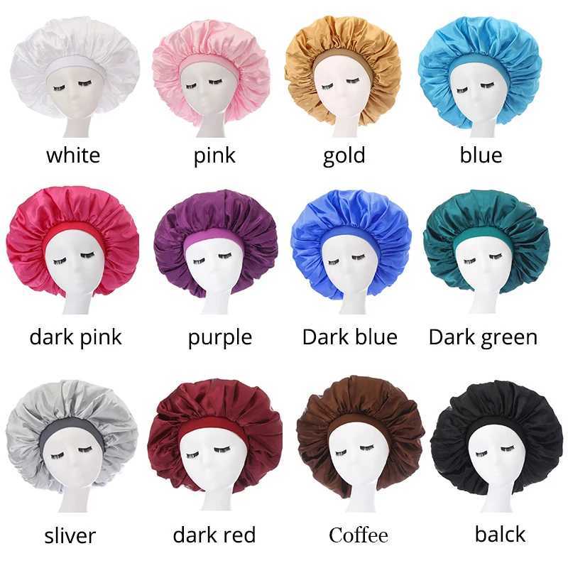 1Pcs Satin Sleep Bonnet for Braids Black Women Night Cap for Dreadlocks Curly Hair Silk Satin Bonnet with Wide Edge Z250808