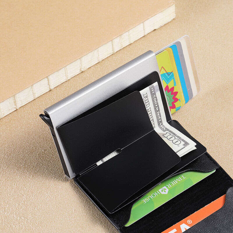 Anti-theft RFID Automatic Pop-up Credit Aluminum Alloy Metal Box Men's Multi-slot Wallet Case Card Holder