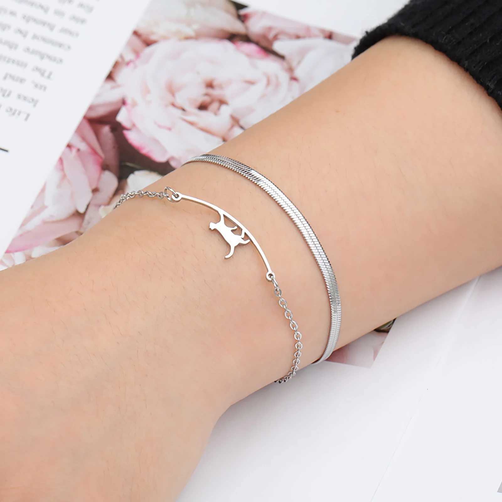 Skyrim Cute Cat Walking Rope Pendant Stainless Steel Fashion Bracelet Men Womens Valentines Day Gift Jewelry Handmade Jewelry Z250807