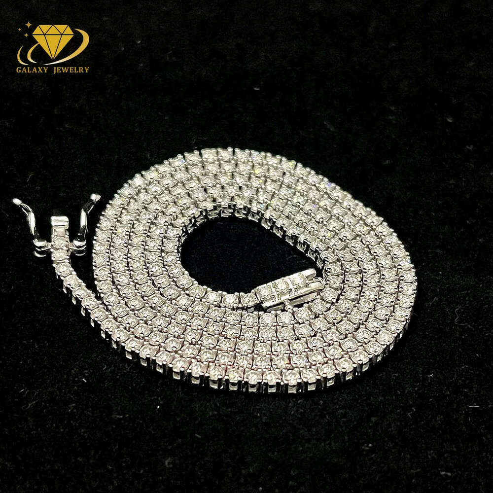 Ready to Ship Tennis Chain Dia Prong Set Sterling Sier Eternity Band Glow Necklace Moissanite VVS Bracelet