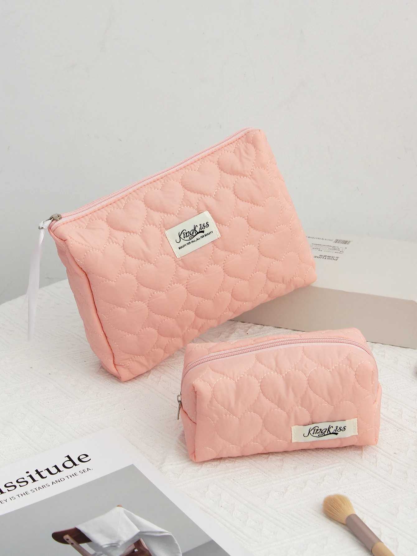 1pc/set Love Cloud Quilted Makeup Bag Portable Makeup Bag Large Capacity Wing Bag Travel Storage Makeup Bag Y250808
