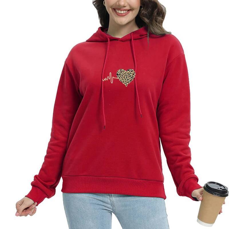 Loose Women's Sweatshirts Hoodies Long Sleeves Y2k Clothing Trends Pullovers Ladies Top Leopard Print Autumn dongdumaoyi