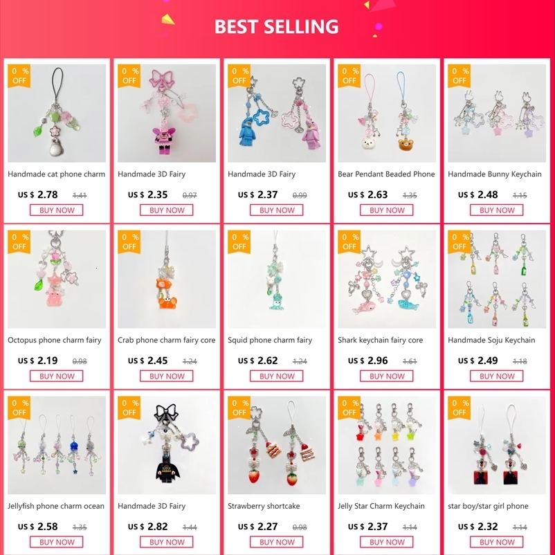 Rabbit phone charm y2k pink and blue matching keychain 1pcs 250807