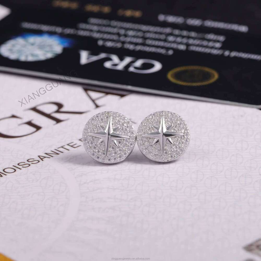 XG Dia Stud Round Style Sier VVS Moissanite for Woman Men Earrings Fine Jewelry