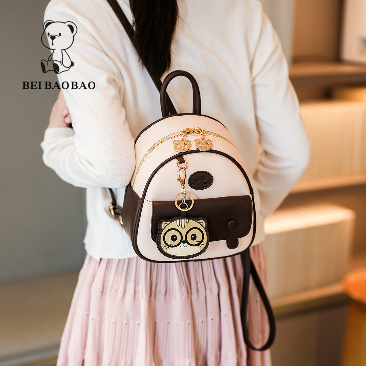 2025 New Women's Simple Color-Block Stylish Mini Backpack for Office Commuting ddmymoon