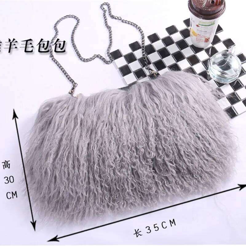 Soft Real Fur wool Chain Shoulder for Women Designer Purses and Handbags Women's Party Clutch Crossbody Bag High Quality