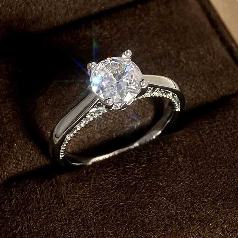 925 Sterling Silver 4 Claw Setting Cubic Zirconia Rings Luxury Wedding Accessories for Women Silver Color High-Quality Jewelry Y250808