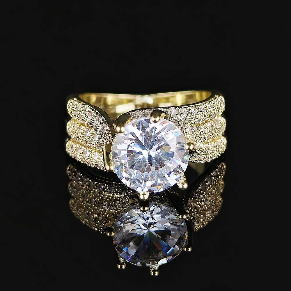 10MM Cubic Zirconia Wedding Bands Ring for Women Luxury Crystal CZ Ring Engagement Accessories New Arrival Trendy Jewelry R7851 Y250808