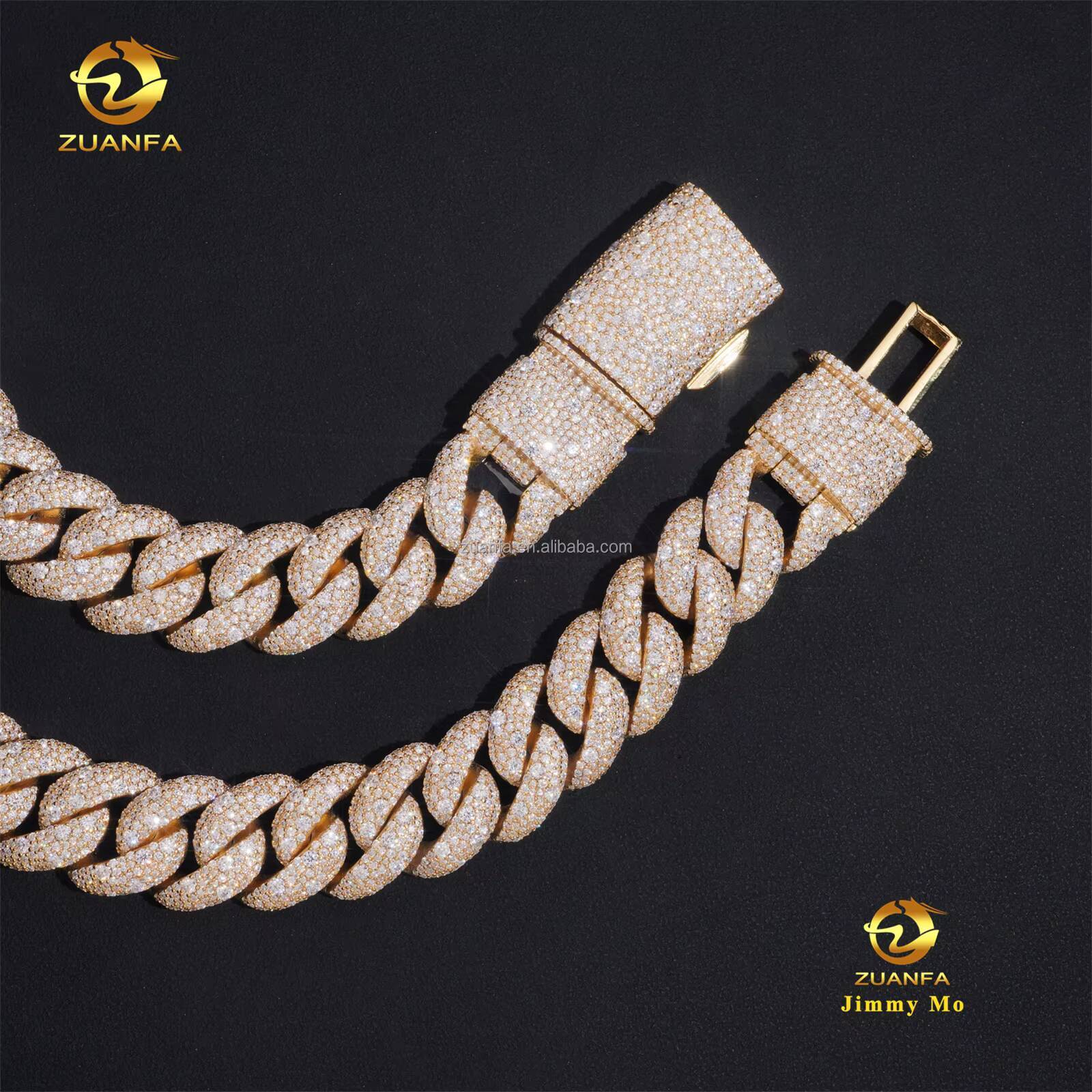 Customized Luxury Heavy 925 Solid Silver 18mm Big Guy Rapper Jewelry Iced Out Hip Hop Moissanite Diamond Miami Cuban Link Chain