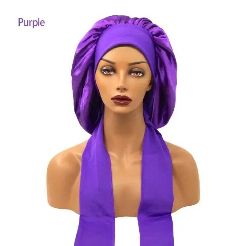 Women Night Sleep Hair Caps Silky Bonnet Satin Double Layer Adjustable Head Cover Hat for Curly Springy Hair Styling Accessories Z250808