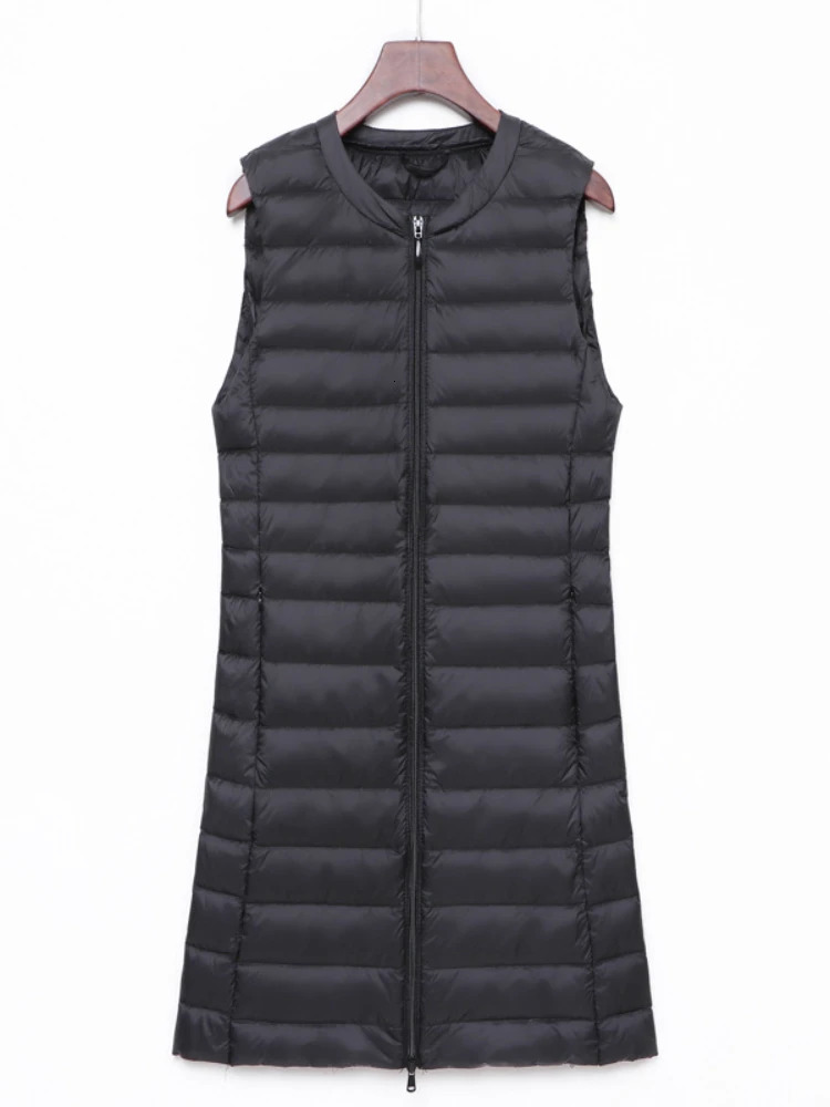 Ultra Light Down Vest Women Long Vest Windproof Lightweight Warm Waistcoat Female Down Coat Long Slim Sleeveless Jacket 250804