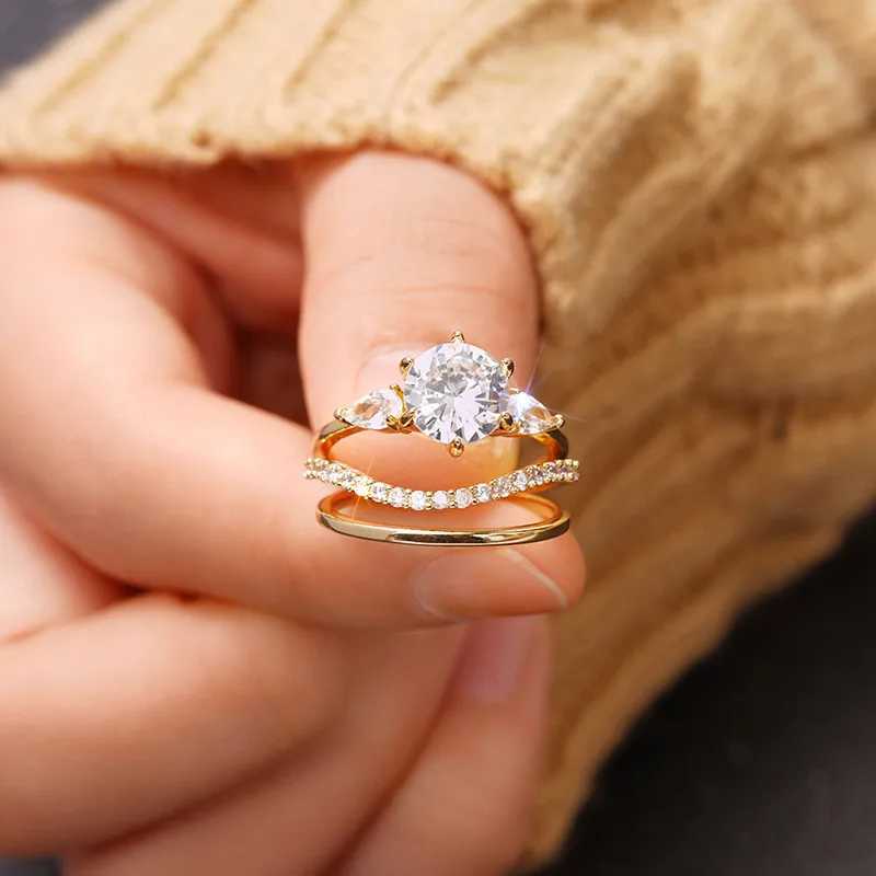 925 Sterling Silver 3 pcs Ring Set for Women Luxury Wedding Accessories Statement Rings Daily Wear Party Fashion Jewelry Y250808