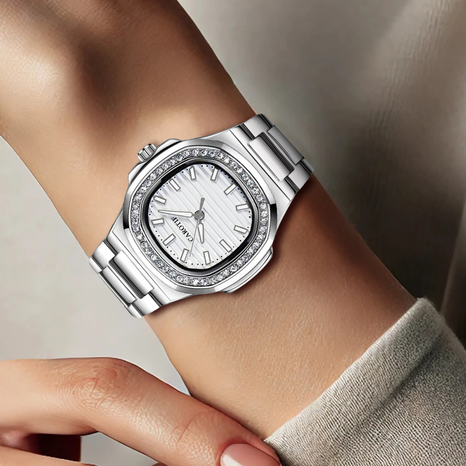 Womens Watch with Advanced Business Light Night Light Square Steel Strip Fully Automatic Mechanical Watch 250807