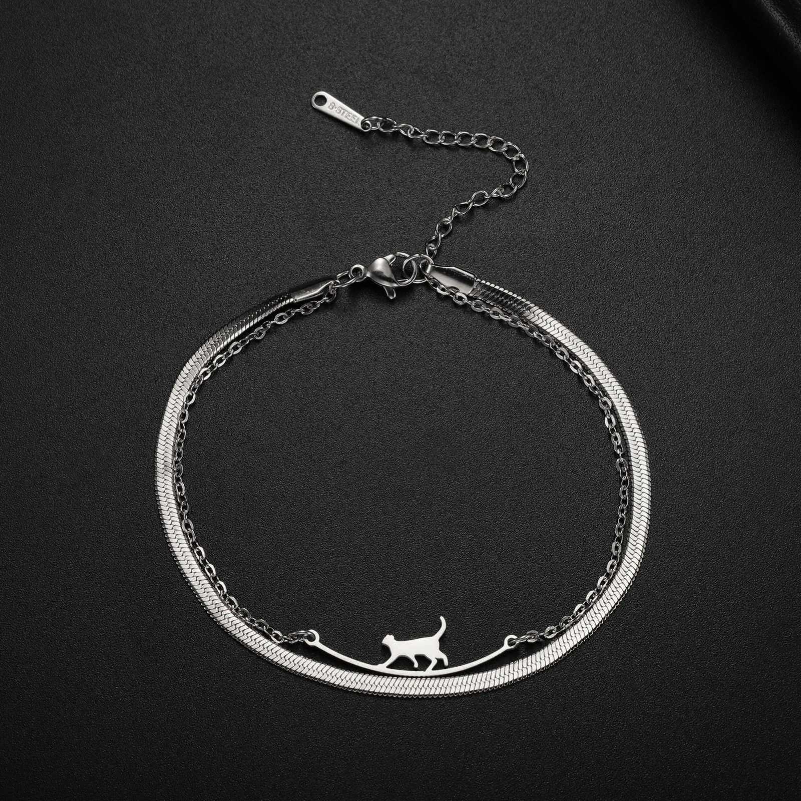 Skyrim Cute Cat Walking Rope Pendant Stainless Steel Fashion Bracelet Men Womens Valentines Day Gift Jewelry Handmade Jewelry Z250807