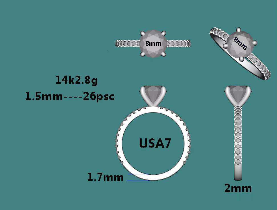 High Quality Wedding Ring Pass Dia Tester Round Cut 2CT Moissanite Gold Engagement Rings
