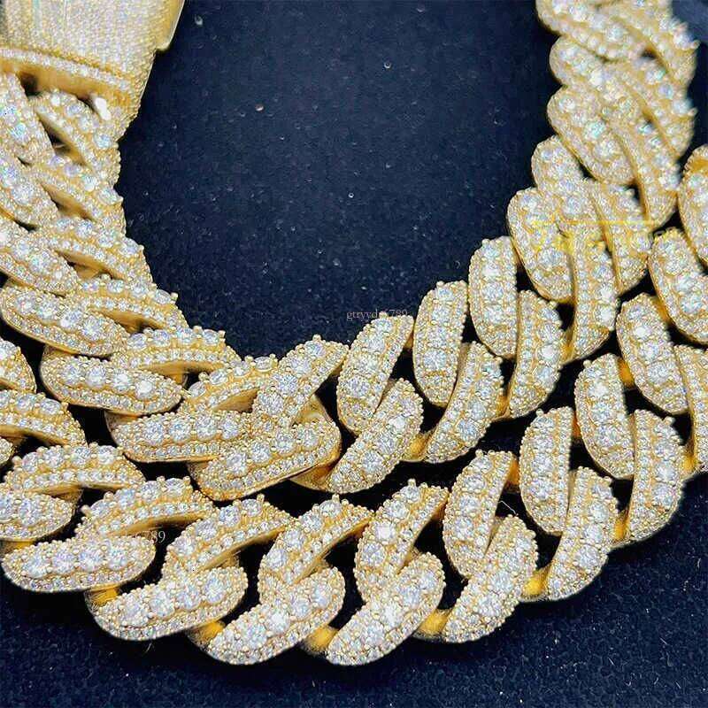 High designer necklace20mm22mm Hiphop Ice Cut Dia Miami Link Men's Necklace S Sterling Sier Moissanite Cuban Chain