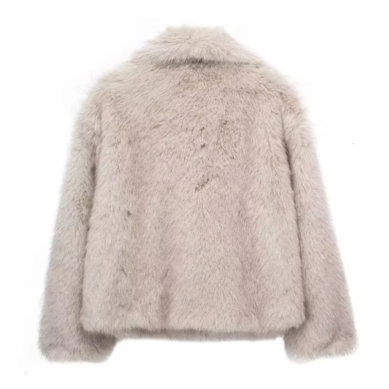 MUJER Faux Fur Coats Woman in coats Autumn Winter Fur Plush Fluffy Jacket Warm Red Gray Black White Fur Coat Outerwears 250806