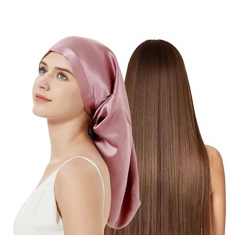 Mulberry Silk Bonnet Sleep Hair Cap Long Bonnets with Elastic Tie Band Adjustable Straps for Long Curly Dreadlock Braid Z250808