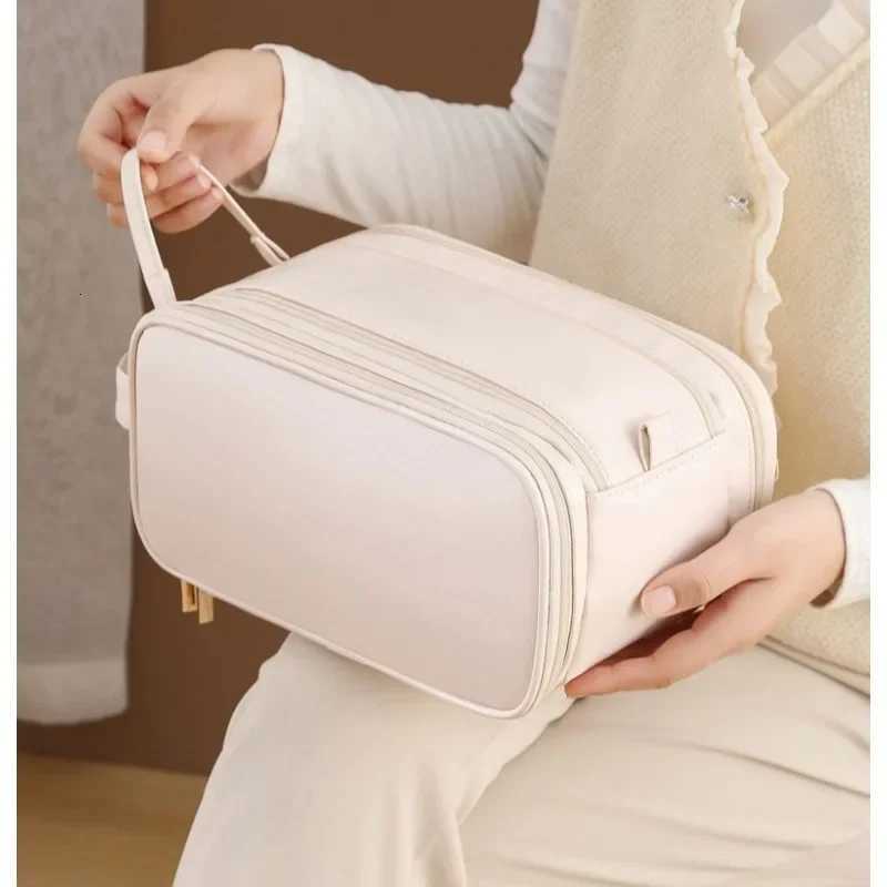 PU Large Capacity Makeup Bag for Mens Double Zipper High-value Portable Travel Toiletries Bag Handheld Storage Bag Y250808