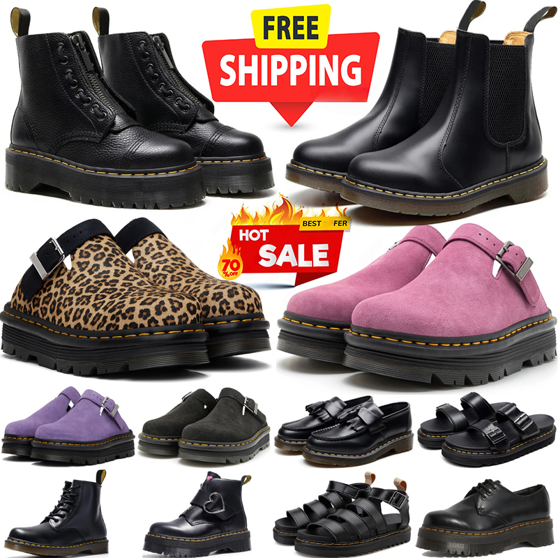 free shipping designer boots doc martins sandals slides clogs slippers sliders mens women black pink sandale platform shoes