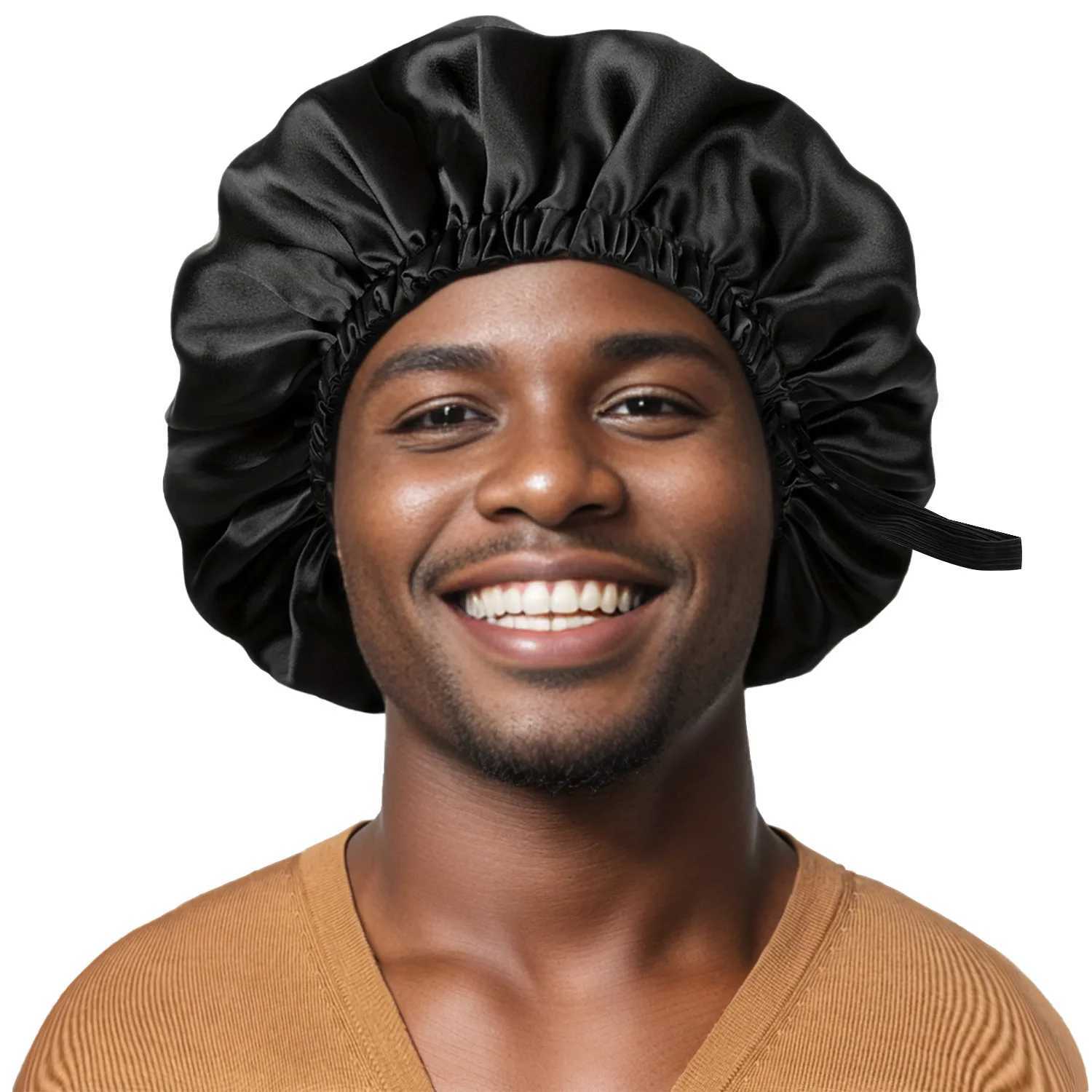 Reversible Satin Sleep Sleeping Cap for Women Men Headscarf Elastic Hair Care Bonnet Cancer Chemo Caps Adjustable Headwear Hats Z250808