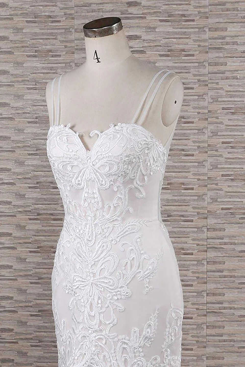 Vintage Mermaid Wedding Dress Backless Spaghetti Sleeveless Appliques Sweep Train Bridal Gowns Customized