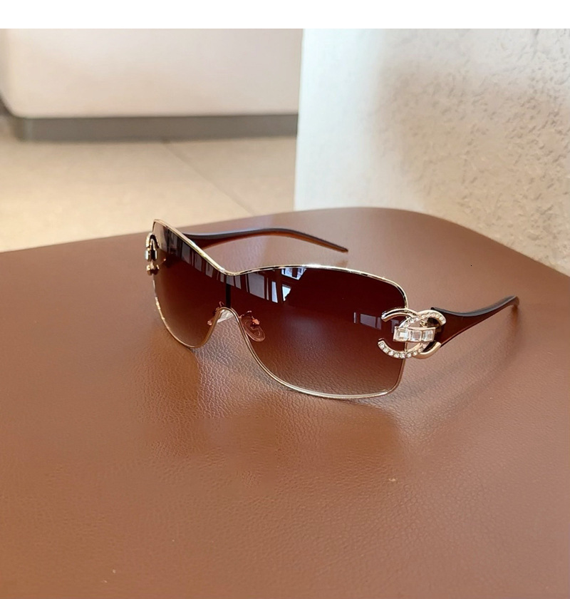 Designer Sunglasses 2025 New Luxury Sunglasses Large Frame Sunglasses Double C Diamond-Studded Trendy Sunglasses For Women Metal Sunglasses