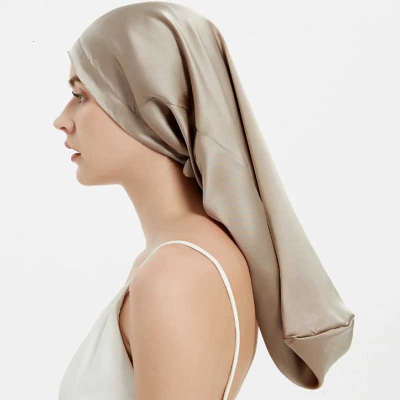Mulberry Silk Bonnet Sleep Hair Cap Long Bonnets with Elastic Tie Band Adjustable Straps for Long Curly Dreadlock Braid Z250808
