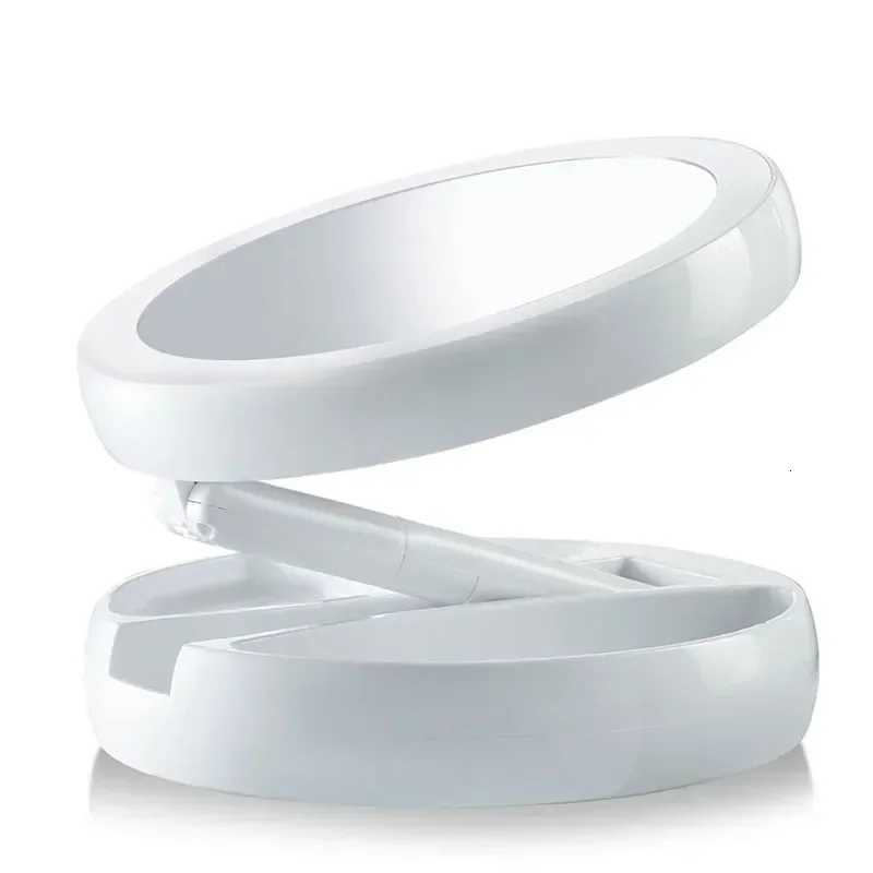 Foldable USB Charging or Battery LED Mirror Makeup White Vanity Cosmetic Mirror with Light 10X Magnifying Table Mirrors Z250807