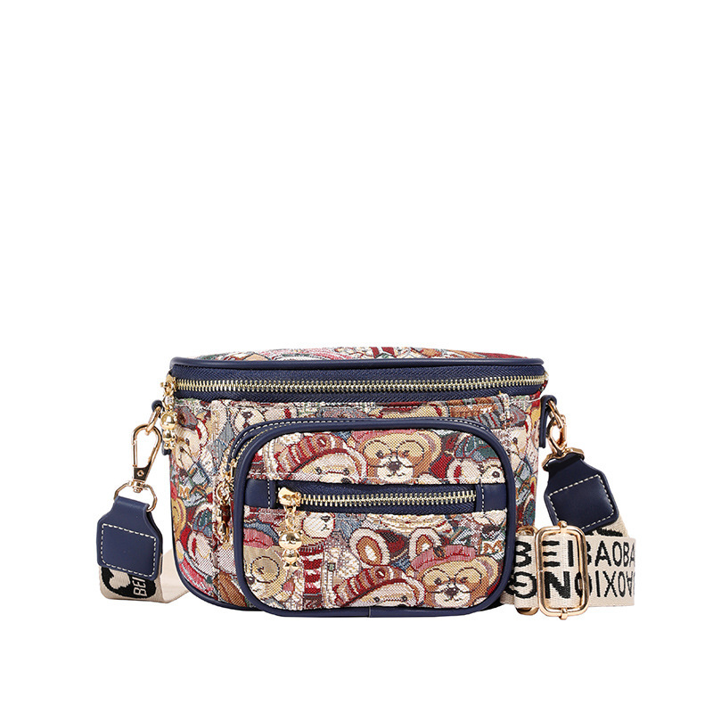 Women's 2025 Summer New Canvas Bear Crossbody Casual Shoulder Chest Bag ddmymoon
