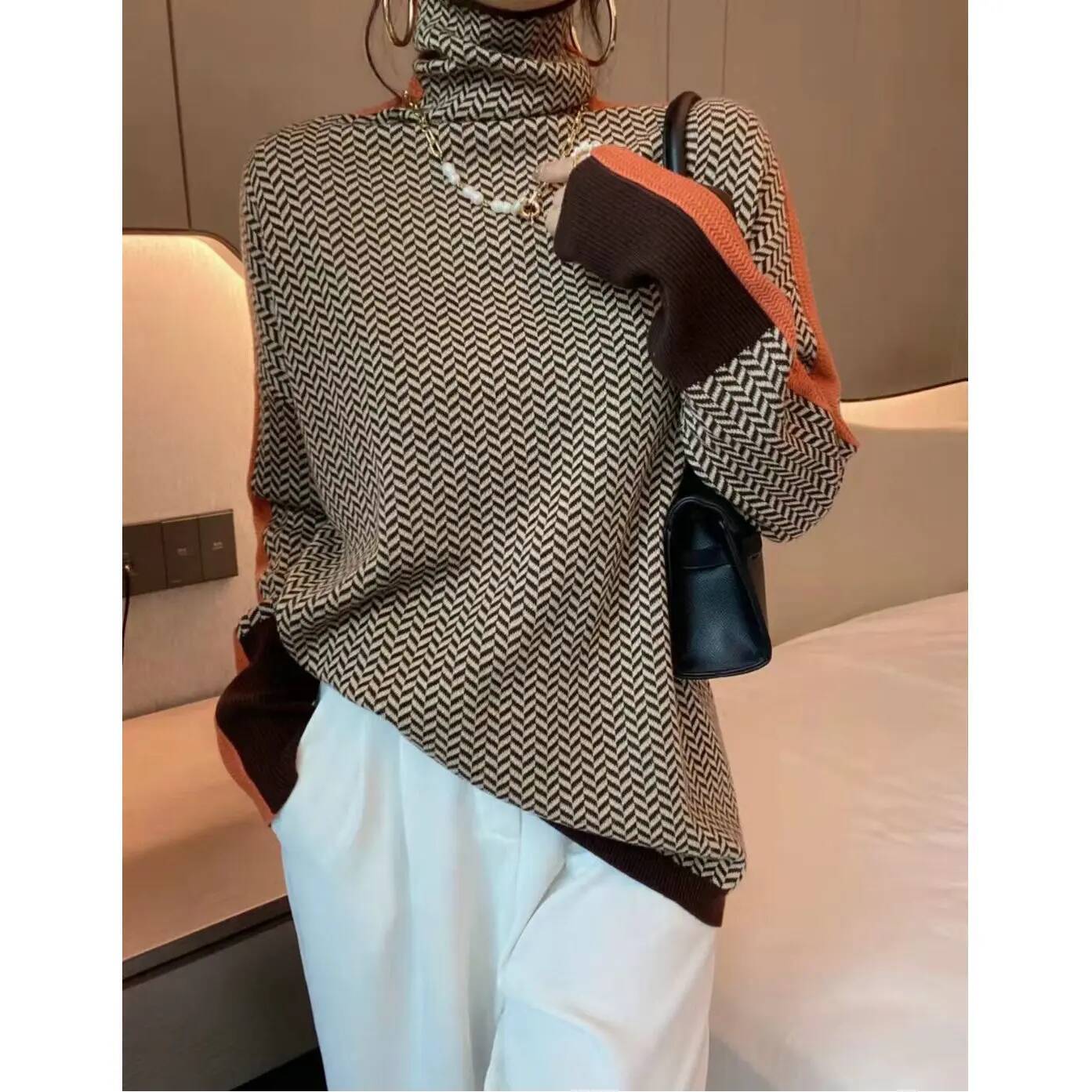 Pullover European Stock High-end Quality Color Colored Characters Wool Bottoming Shirt Female Autumn And Winter Sweater dongdumaoyi