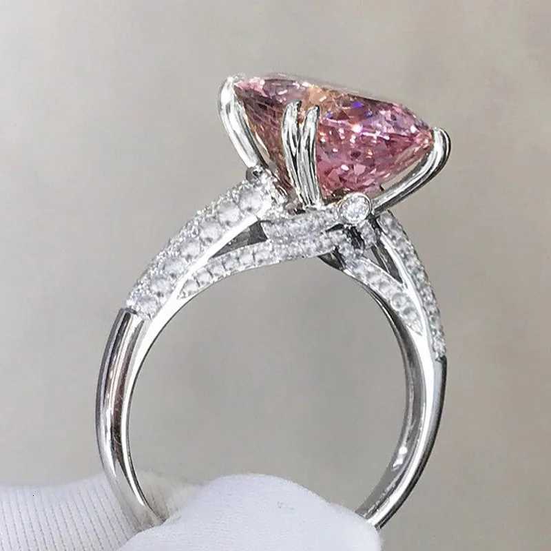 925 Sterling Silver Rings for Women Pink Cubic Zirconia New Wedding Engagement Band Accessories Luxury Trendy Lady Jewelry Gift Y250808