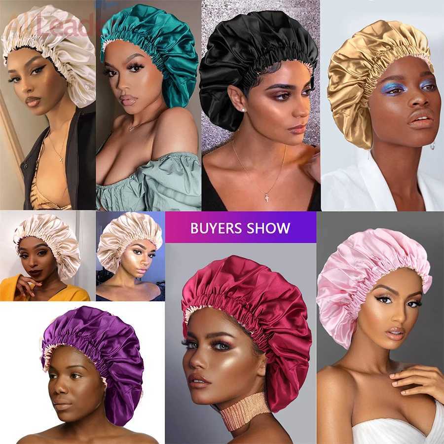 1Pcs Silk Bonnet Silk Sleep Cap Reversible Hair Bonnet for Curly Hair Adjustable Bonnets for Women Z250808