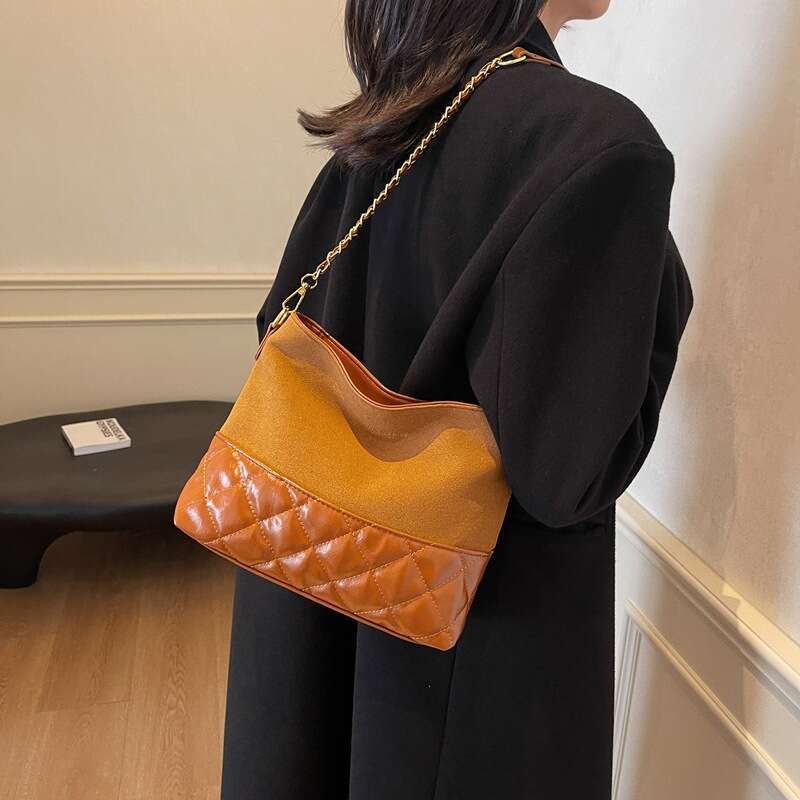 Chain Women's 2025 New Trend Simple Texture Crossbody Luxury Casual bags Color Block Designer Shoulder Underarm Bag