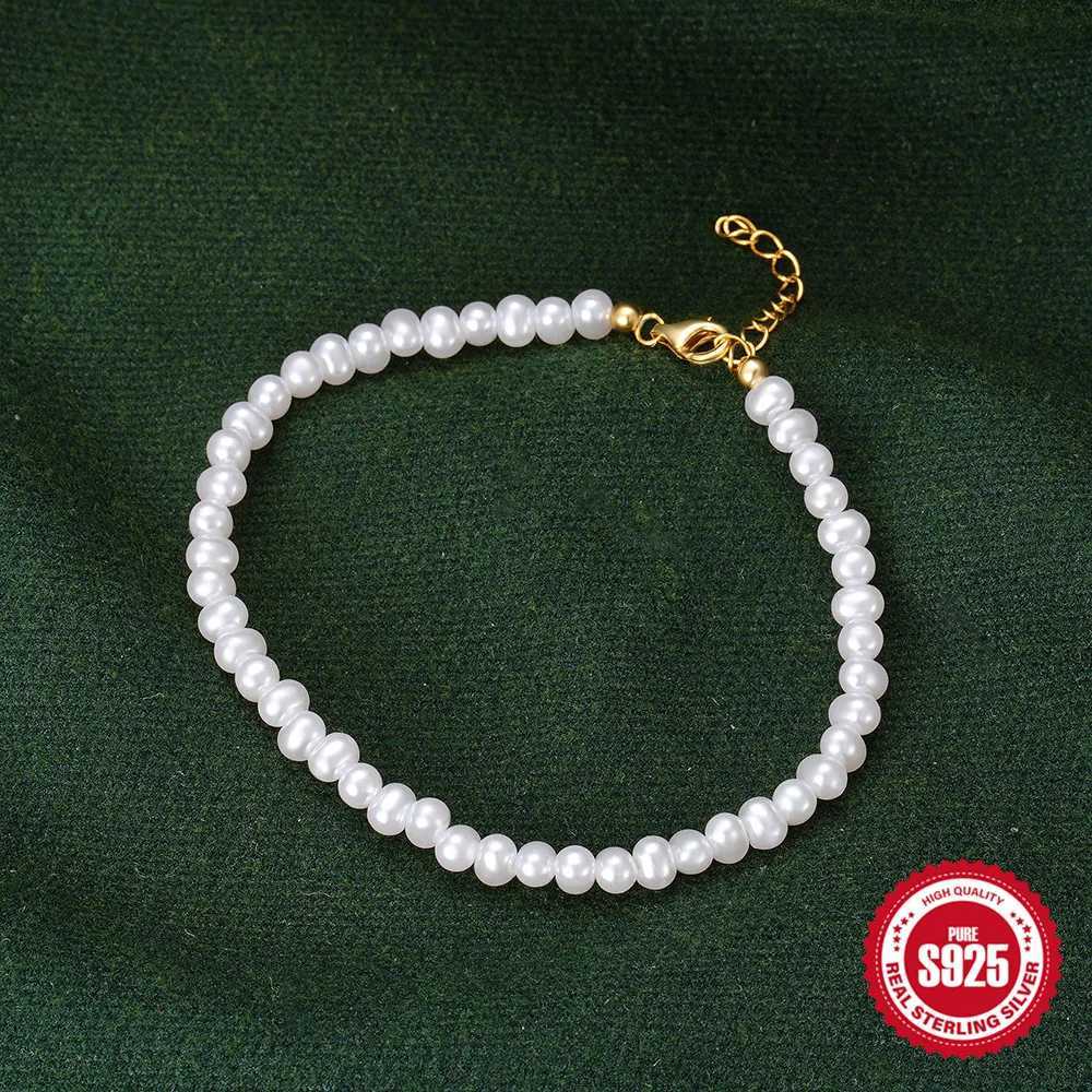 925 Sterling Silver Bracelet with White Baroque Pearl for Women High Quality Adjustable Vintage Female Wedding Jewelry Z250807
