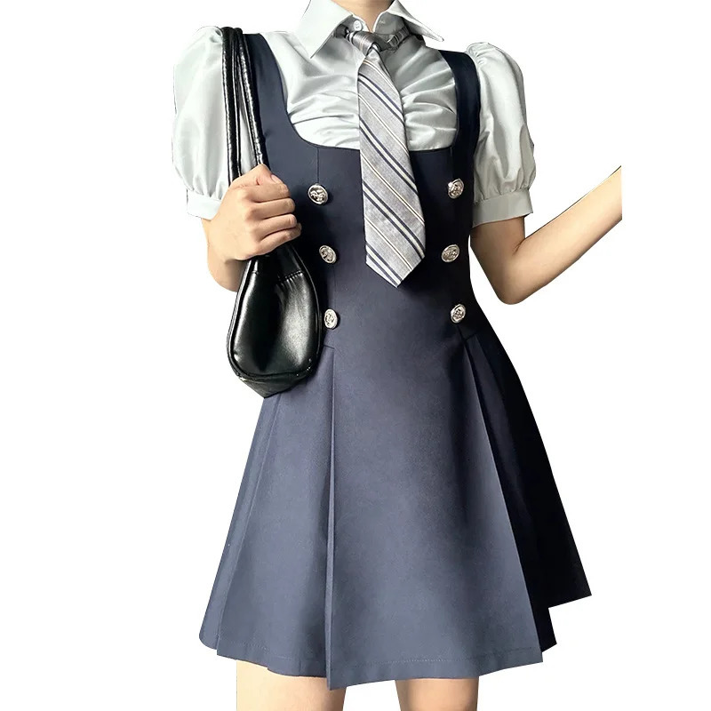 2025 korea japan jk uniform college style sweet fashion women shortlong sleeve blouse dress set twopiece 250729
