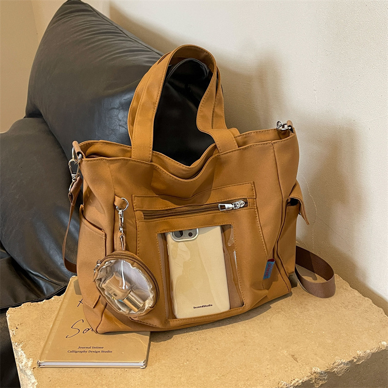 Large Capacity Casual Transparent Bag For Women 2025 Summer Luxury Designer Free Delivery To Your Door Bag Bag High-end Canvas Bag Single Shoulder Han