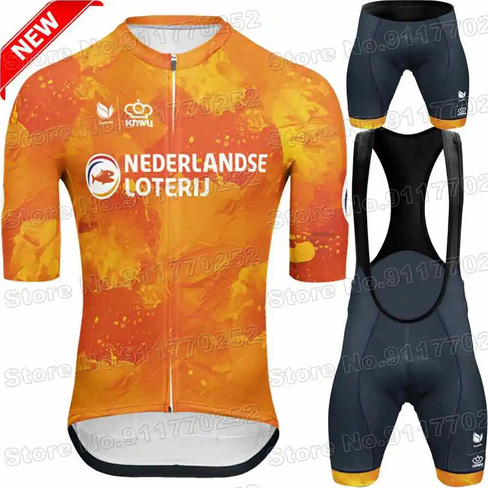 Netherlands Cycling Jersey Set Dutch National Team Cycling Clothing Mathieu van der Poel Road Bike Shirt Suit Bib Shorts 250807