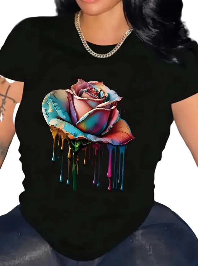 Woman Shirt Spanish letters shirt for woman designer Butterfly pattern print Summer new t shirt woman DIY Custom flower shirt woman 180g 100% cotton t