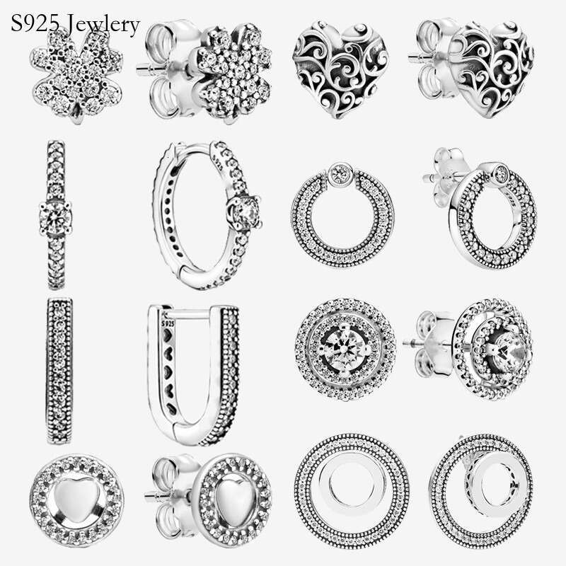 Authentic 925 Sterling Silver New U-Shaped Close Fitting Cz Earrings Women's Fashion Silver Earrings Jewelry Gifts Free Shipping
