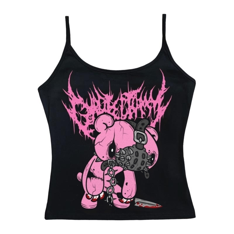 2000s Y2k Youthful Woman Clothes Bear Graphs Print Crop Top Fashion Street Shirt Summer Casual Tanks Camis Coquette Emo Corset y250807