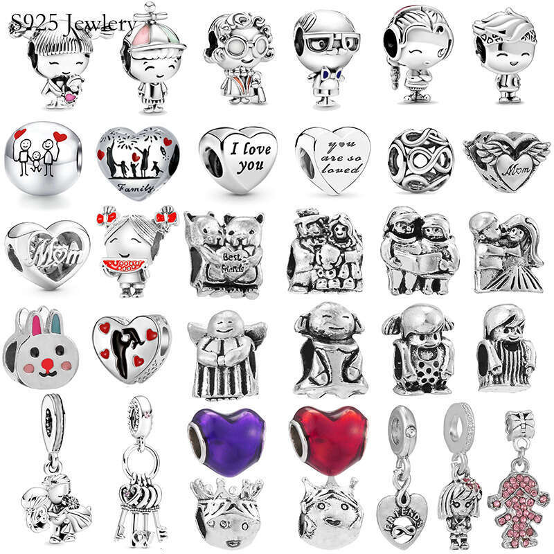 New Popular 925 Sterling Silver Boys And Girls Beads Charms For Bracelets Necklaces Ladies Girlfriend Wife Jewelry Try Accessories