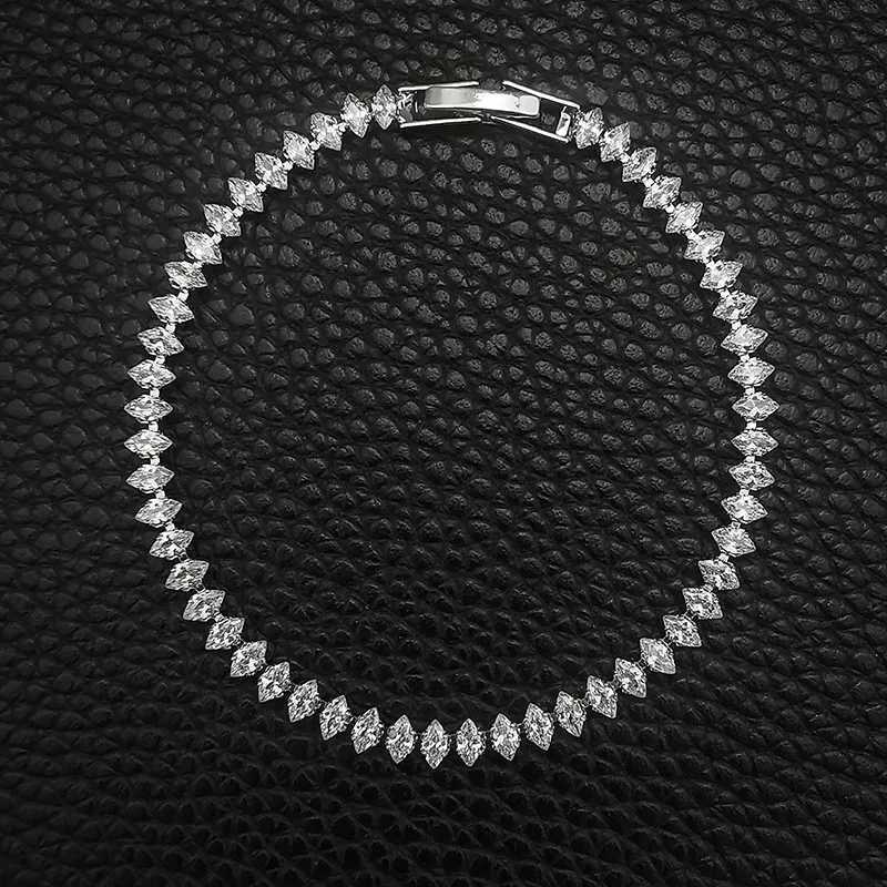 2.5*5mm New Marquise Oval Square Cut Luxury Silver Color on Hand Tennis Bracelet Bangle for Women Party Gift Jewelry Z250807