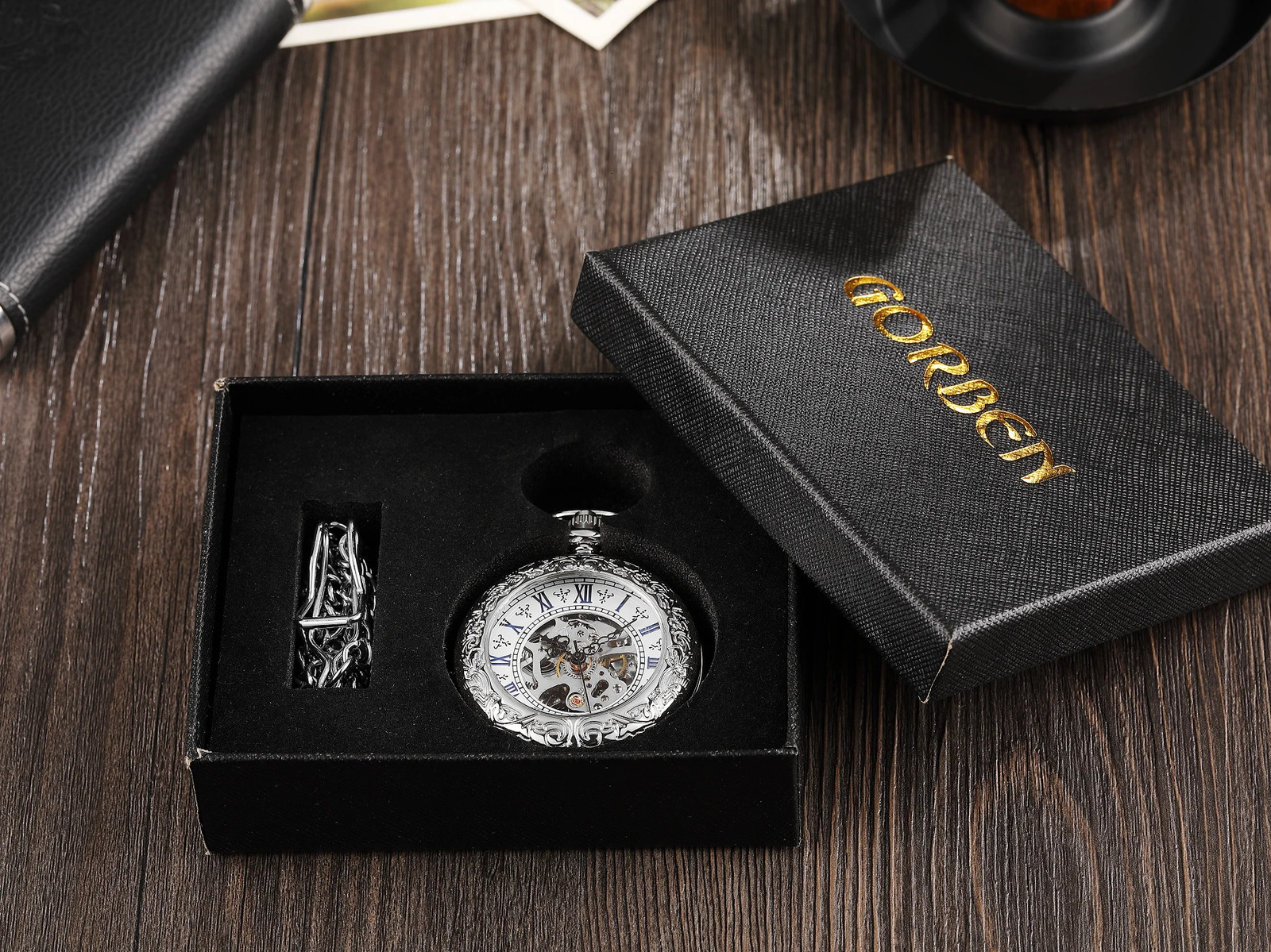 Silver Roman Numerals Machinery Pocket Watch Chain Men Women Hollow Vintage Pendant Necklace Gifts for Men Women 250807