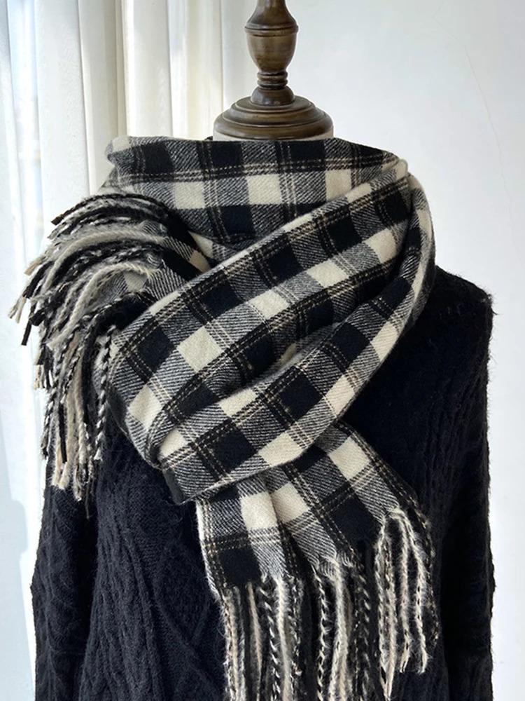 Sweet Vintage Scarf Headscarf Winter Women Ladies Men Preppy Plaid Scarve Soft Pashmina Mujer Male Foulard Wrap Shawl Unisex 250807