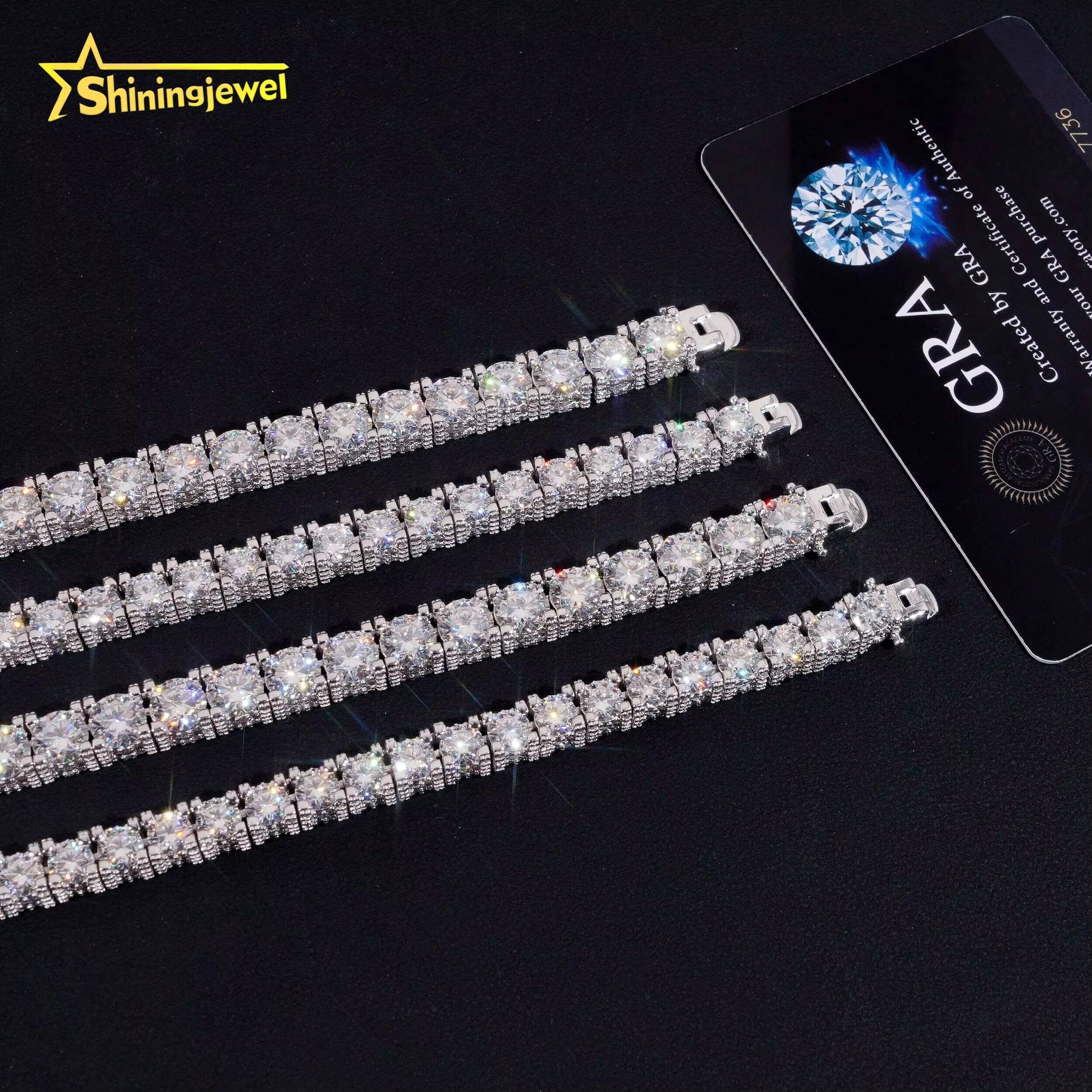 Luxury Classic Necklace Hip Hop 925 Silver 5mm 6.5mm Iced Out Side VVS Moissanite Tennis Chain