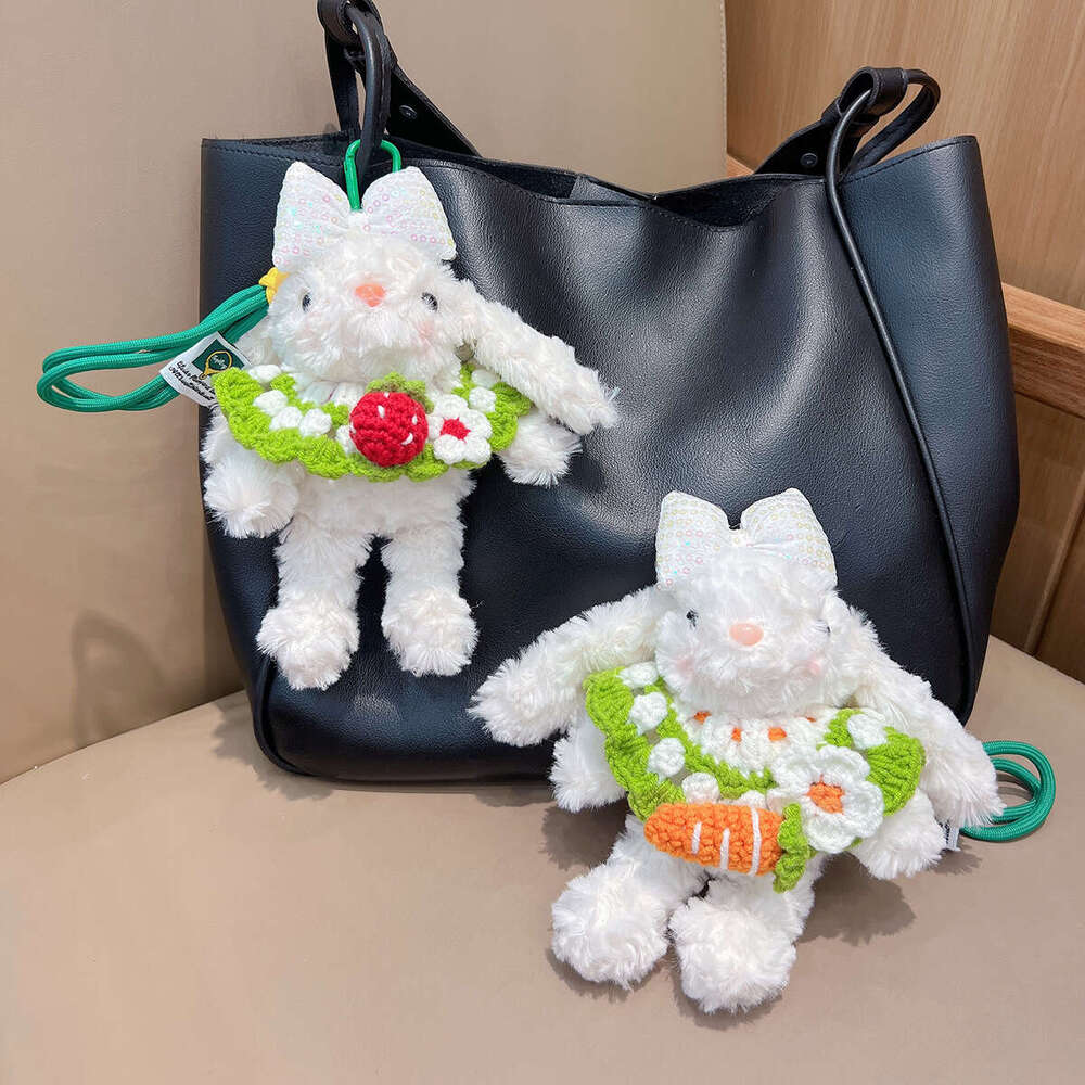 New Dress Plush Lop-Eared Rabbit Keychain Cute Adorable Holding Flower Bunny Plushie Bag Pendant for Women