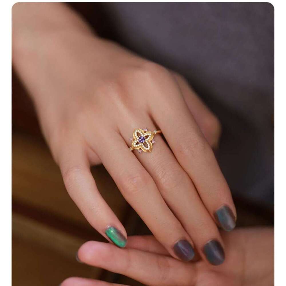 French Style New Zircon Palace High-end Sense Niche Temperament Light Luxury Adjustable Open Ring