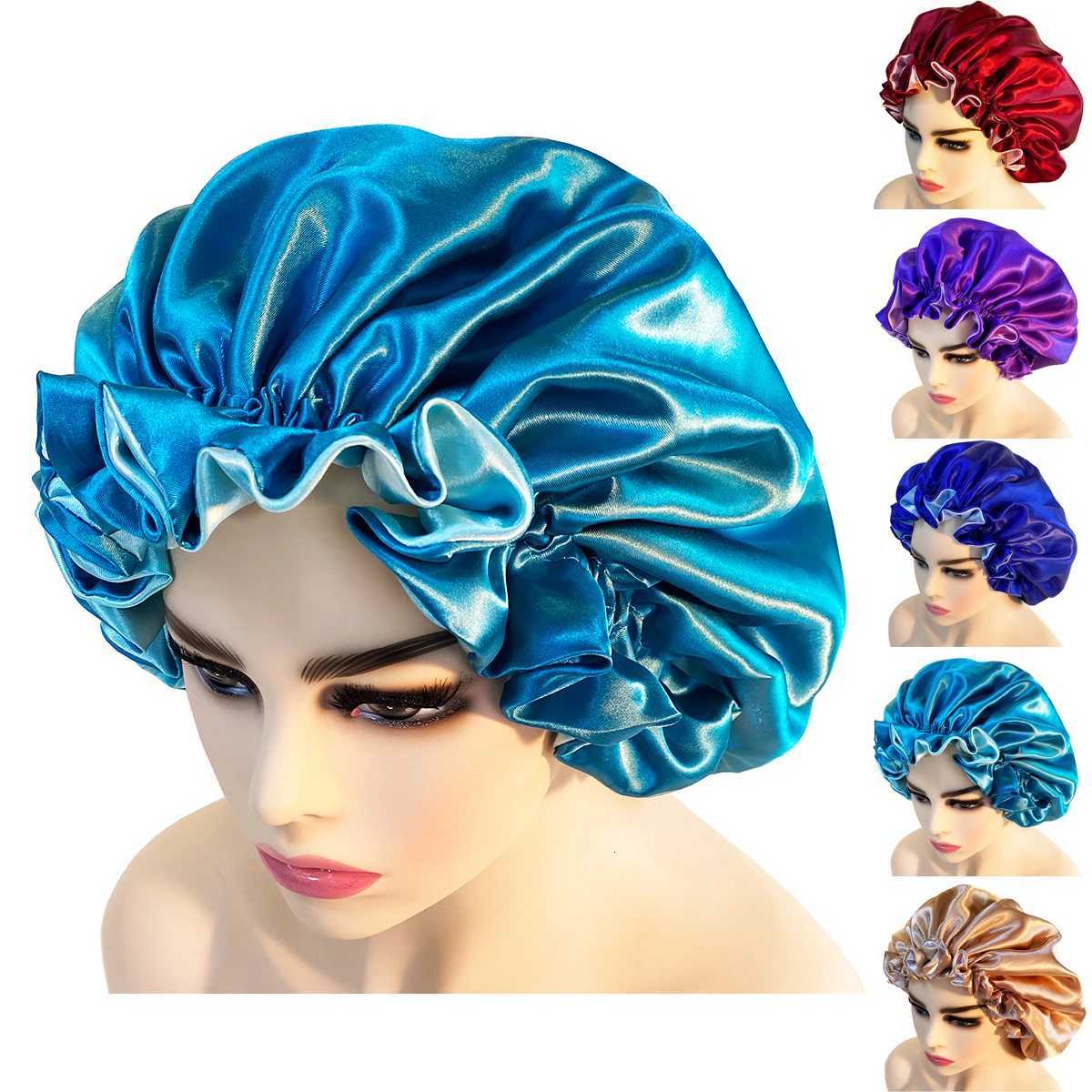 Silk Hair Bonnet satin hair night Single Double Layer Silk Hair Cap for Women Sleeping Adjustable Head Cover Hat Beauty Products Z250808