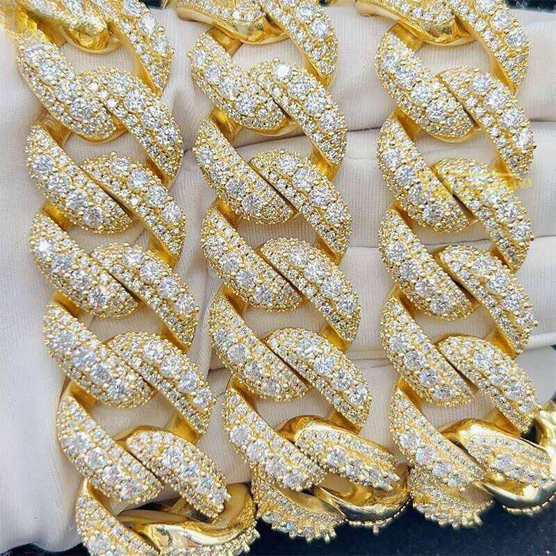 High designer necklace20mm22mm Hiphop Ice Cut Dia Miami Link Men's Necklace S Sterling Sier Moissanite Cuban Chain